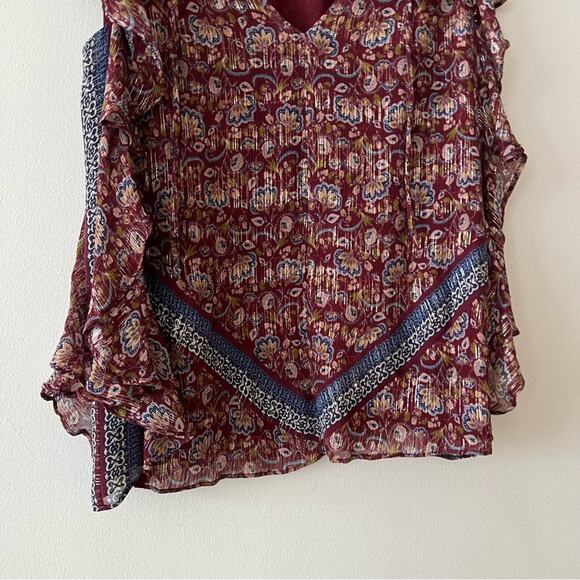 Ramy Brook Silk Printed Ruffle Sleeveless Top - Picture 2 of 6